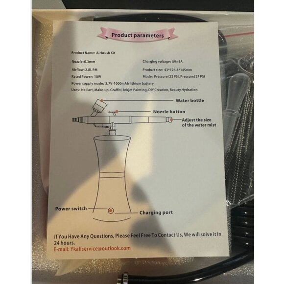 Pink Beauty Airbrush Kit Rechargeable Beauty System Nail - Picture 3 of 3